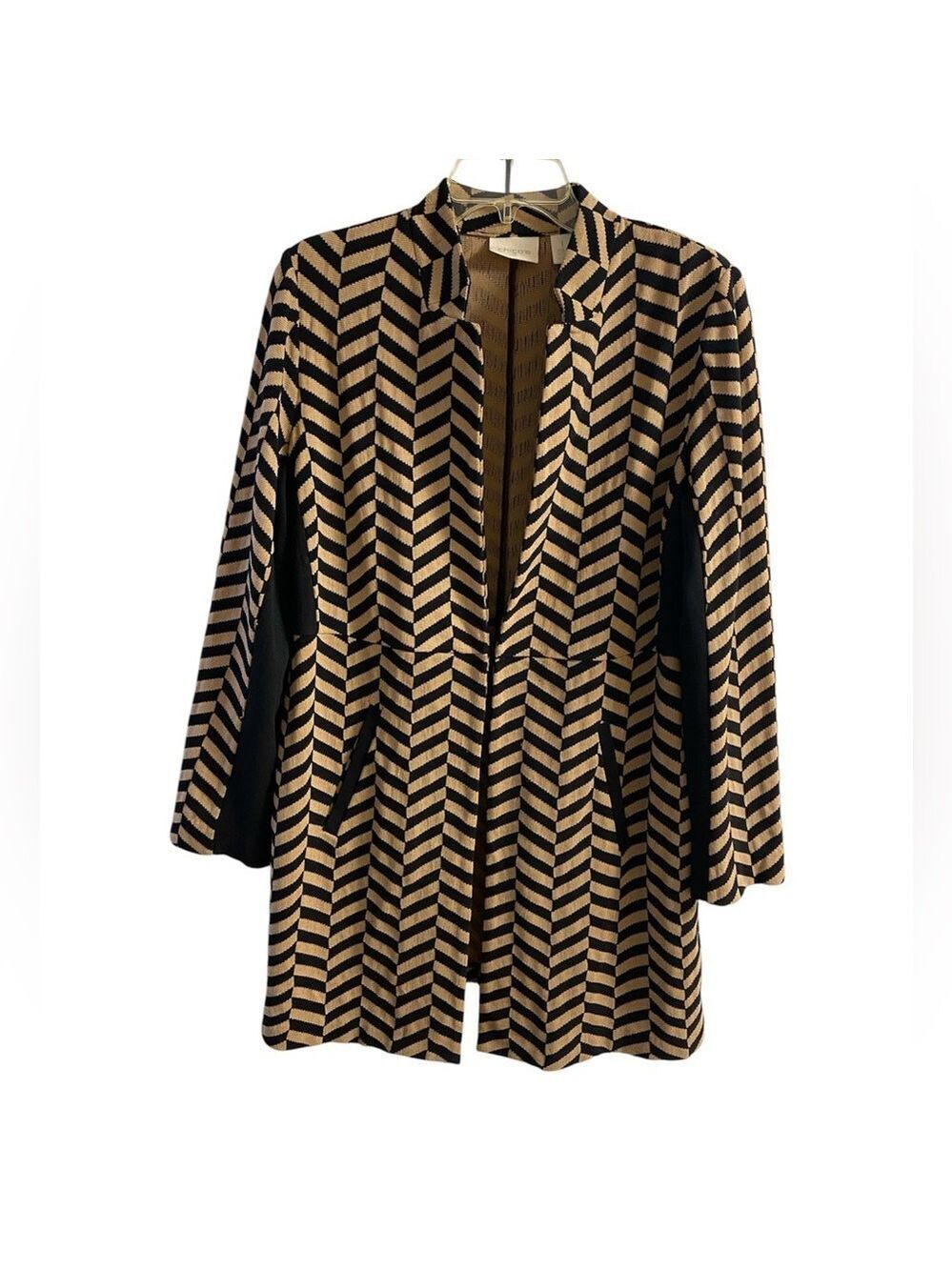 Chico's Black and Tan Chevron Blazer medium